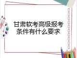 甘肃软考高级报考条件有什么要求