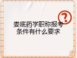 娄底药学职称报考条件有什么要求