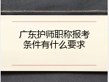广东护师职称报考条件有什么要求