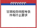 甘肃税务师报考条件有什么要求