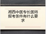 湘西中医专长医师报考条件有什么要求