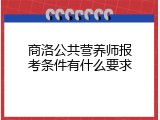 商洛公共营养师报考条件有什么要求