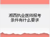 湘西执业医师报考条件有什么要求