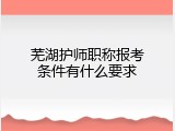 芜湖护师职称报考条件有什么要求