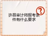 许昌审计师报考条件有什么要求