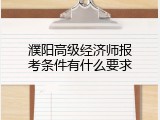 濮阳高级经济师报考条件有什么要求