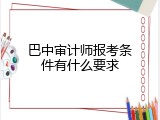 巴中审计师报考条件有什么要求