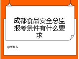 成都食品安全总监报考条件有什么要求
