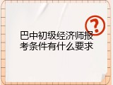 巴中初级经济师报考条件有什么要求
