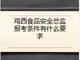 鸡西食品安全总监报考条件有什么要求