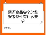 黑河食品安全总监报考条件有什么要求