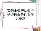 双鸭山银行从业资格证报考条件有什么要求