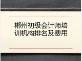 郴州初级会计师培训机构排名及费用