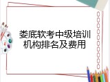 娄底软考中级培训机构排名及费用