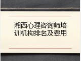 湘西心理咨询师培训机构排名及费用