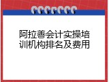 阿拉善会计实操培训机构排名及费用