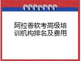 阿拉善软考高级培训机构排名及费用