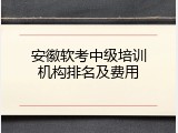 安徽软考中级培训机构排名及费用