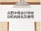 合肥中级会计师培训机构排名及费用