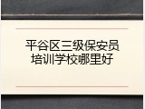 平谷区三级保安员培训学校哪里好