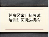 延庆区审计师考试培训如何挑选机构