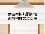 嘉峪关护师职称培训机构排名及费用