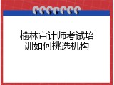 榆林审计师考试培训如何挑选机构