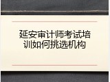 延安审计师考试培训如何挑选机构
