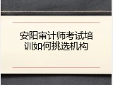 安阳审计师考试培训如何挑选机构
