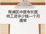 青浦区中医专长医师工资多少钱一个月通常