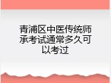 青浦区中医传统师承考试通常多久可以考过