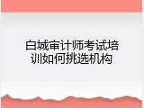 白城审计师考试培训如何挑选机构