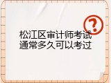 松江区审计师考试通常多久可以考过