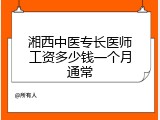 湘西中医专长医师工资多少钱一个月通常
