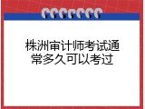 株洲审计师考试通常多久可以考过