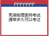 芜湖助理医师考试通常多久可以考过