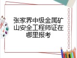 张家界中级金属矿山安全工程师证在哪里报考