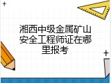 湘西中级金属矿山安全工程师证在哪里报考