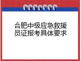 合肥中级应急救援员证报考具体要求