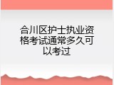 合川区护士执业资格考试通常多久可以考过