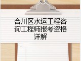 合川区水运工程咨询工程师报考资格详解