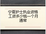 宁夏护士执业资格工资多少钱一个月通常