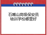 石嘴山高级保安员培训学校哪里好