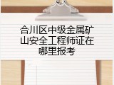 合川区中级金属矿山安全工程师证在哪里报考
