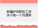 新疆护师职称工资多少钱一个月通常