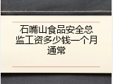 石嘴山食品安全总监工资多少钱一个月通常