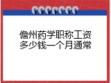 儋州药学职称工资多少钱一个月通常
