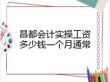 昌都会计实操工资多少钱一个月通常