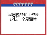 吴忠税务师工资多少钱一个月通常