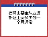 石嘴山基金从业资格证工资多少钱一个月通常
